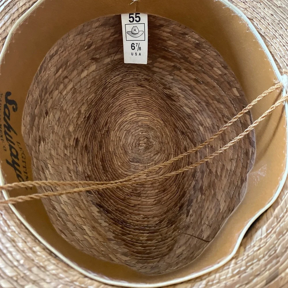 Sahuayo Palm Straw Hat- 6 7/8 tan straw , made in Mexico